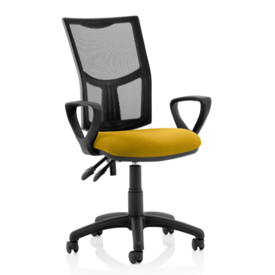 Product photograph of Eclipse Ii Mesh Back Office Chair In Yellow With Loop Arms from Furniture in Fashion