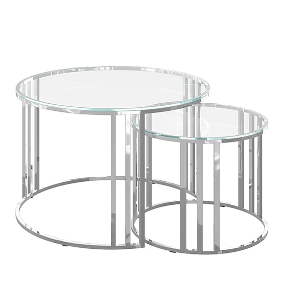 View Eakley set of 2 glass coffee tables with stainless steel legs