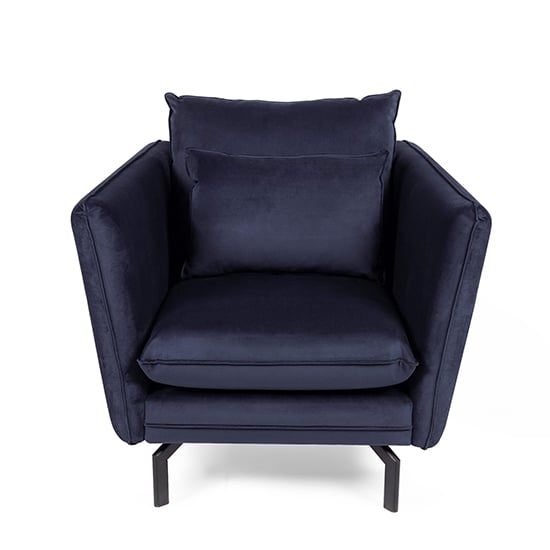 Product photograph of Edel Fabric 1 Seater Sofa In Navy With Black Metal Legs from Furniture in Fashion