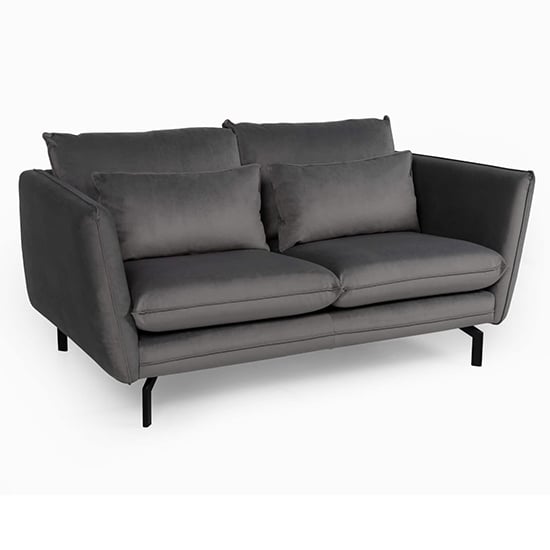 Product photograph of Edel Fabric 2 Seater Sofa In Grey With Black Metal Legs from Furniture in Fashion