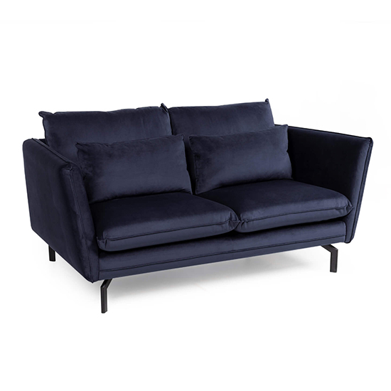 Product photograph of Edel Fabric 2 Seater Sofa In Navy With Black Metal Legs from Furniture in Fashion