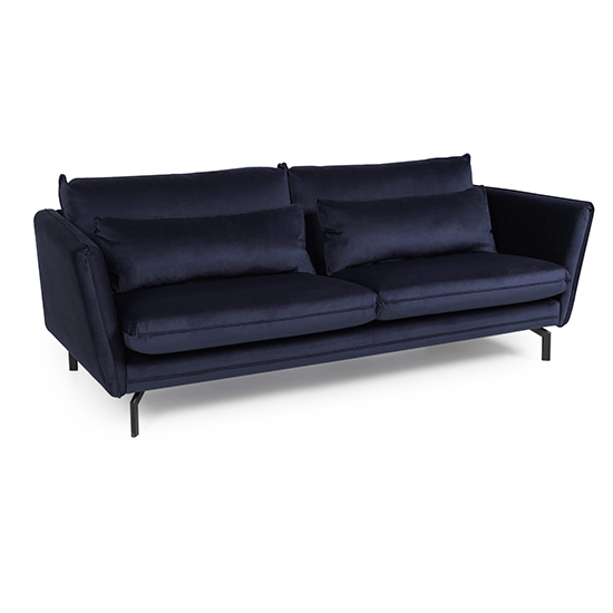 Product photograph of Edel Fabric 3 Seater Sofa In Navy With Black Metal Legs from Furniture in Fashion