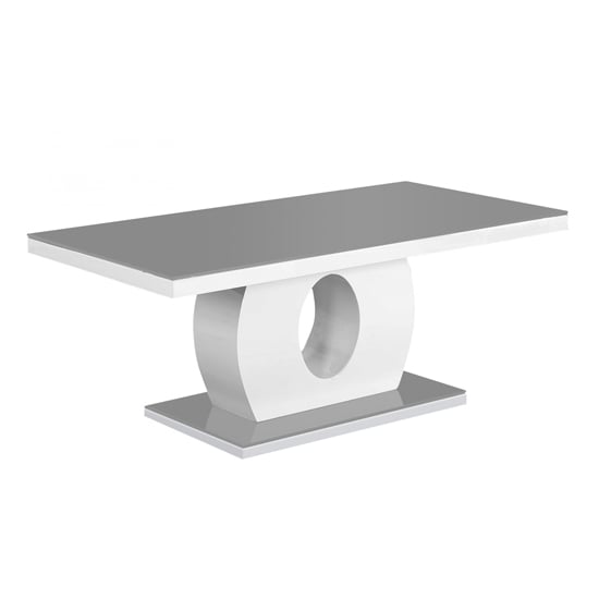 Product photograph of Eira Grey Glass Coffee Table In High Gloss Grey And White from Furniture in Fashion
