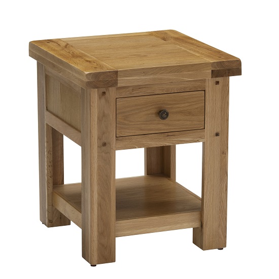 Edinburgh Square Lamp Table In White Oak With Undershelf