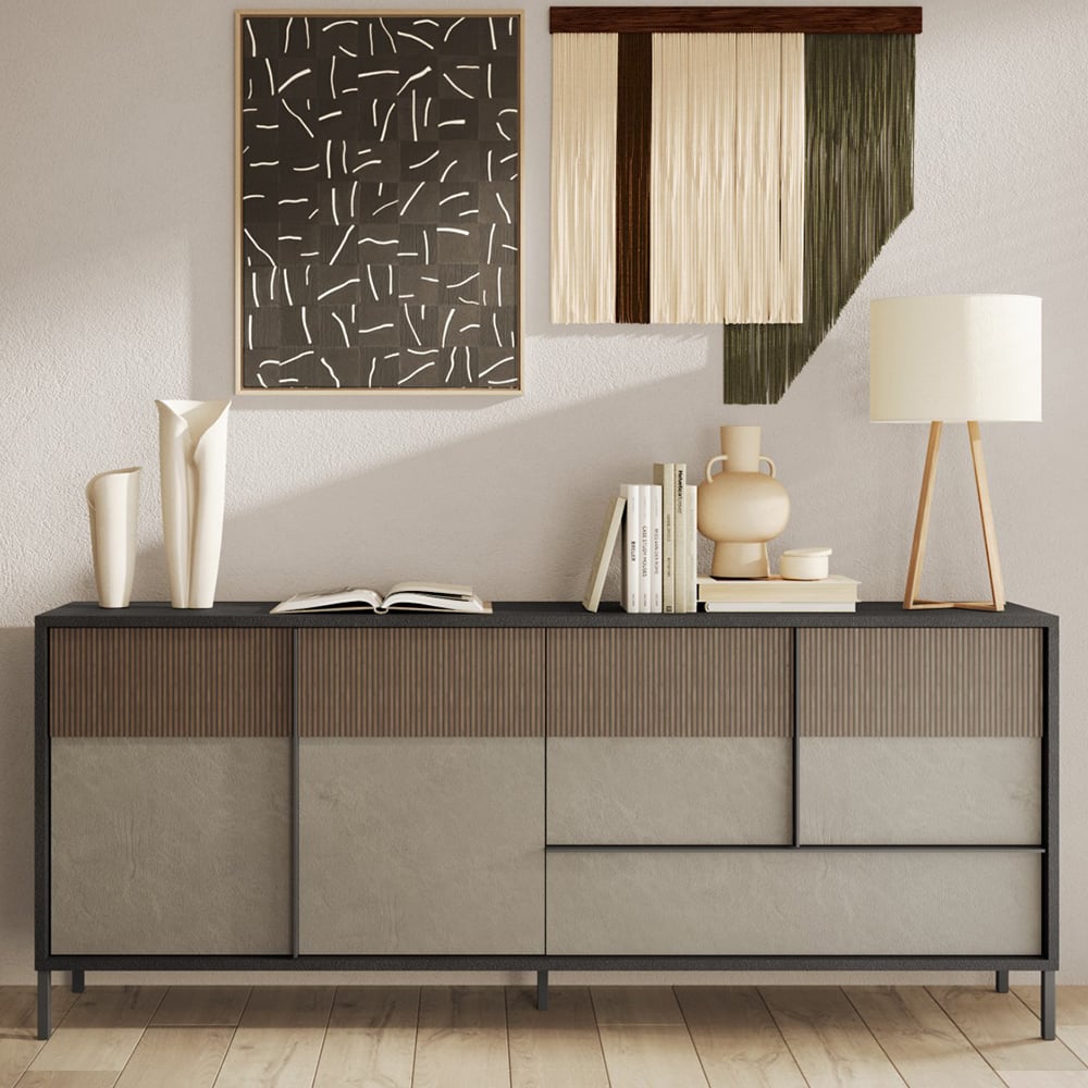 edison wooden sideboard with 4 doors 1 drawer in lava mercure oak