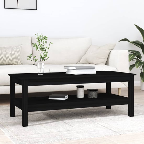 Edita Pine Wood Coffee Table With Undershelf In Black | Furniture in ...
