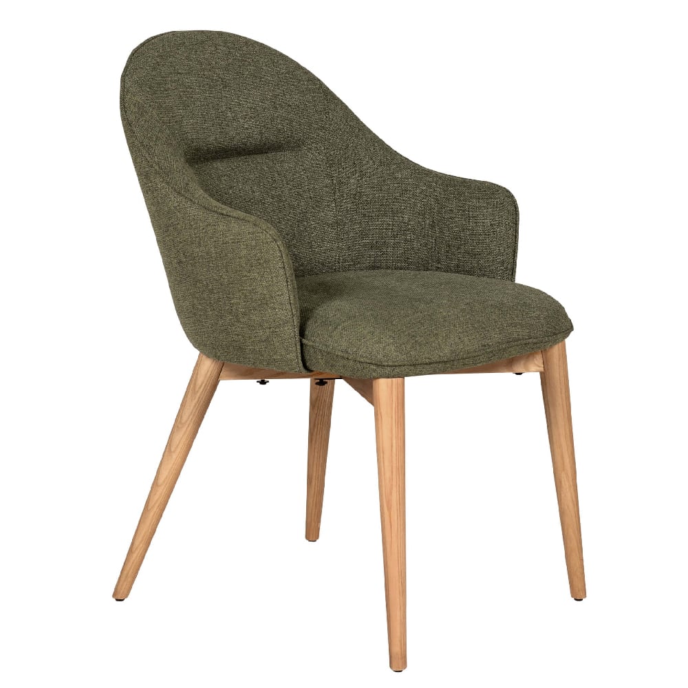 edmonton fabric dining chair with oak legs in green