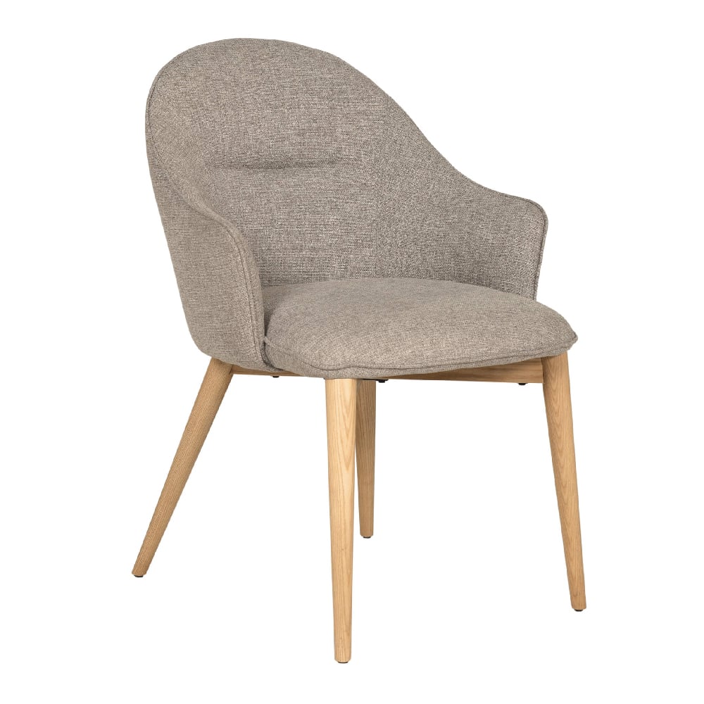 edmonton fabric dining chair with oak legs in latte