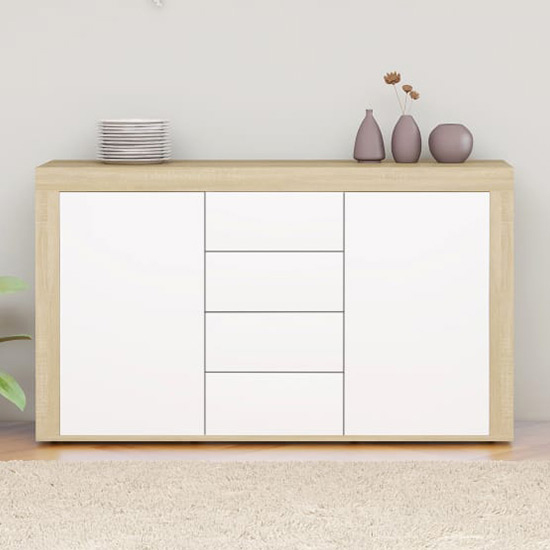 Read more about Einar wooden sideboard with 2 doors 4 drawers in white oak