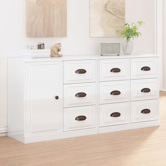 Read more about Elias high gloss sideboard with 1 door 9 drawers in white