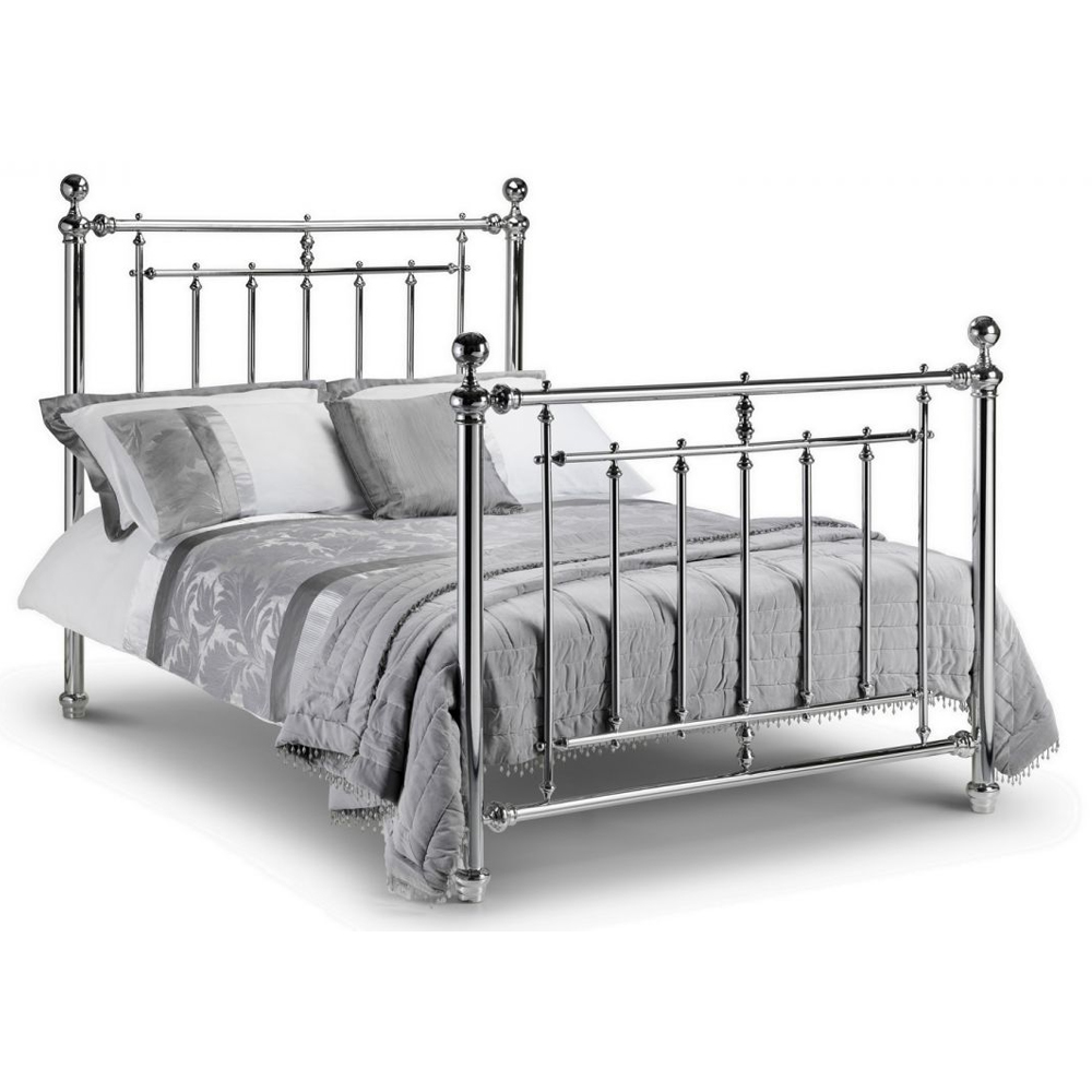 Product photograph of Eliot Metal Double Bed In Chrome from Furniture in Fashion