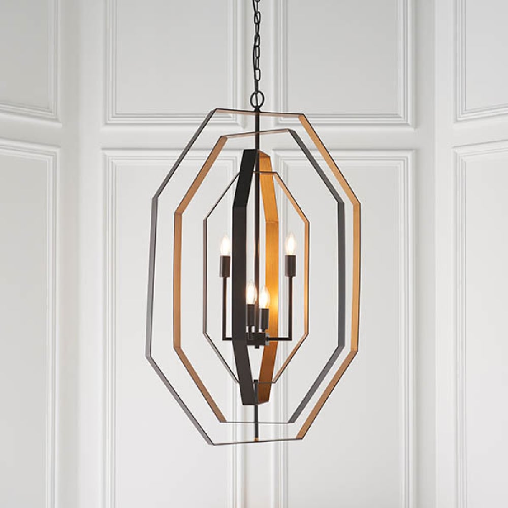 Product photograph of Elkhart Metal Ceiling Pendant Light In Bronze And Antique Gold from Furniture in Fashion