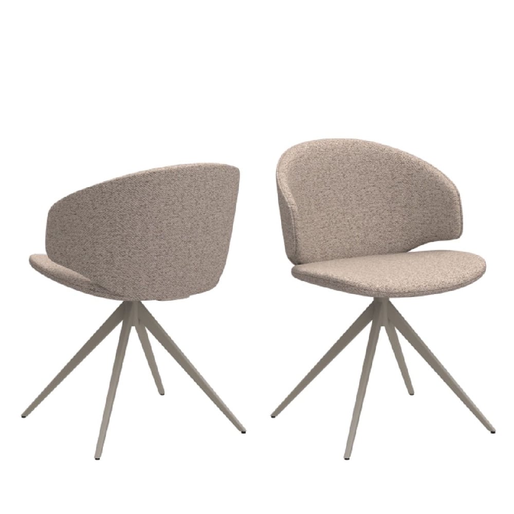 elkhorn beige fabric dining chairs in pair