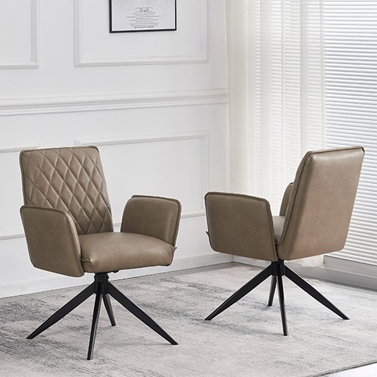 elkin taupe faux leather dining chairs in pair