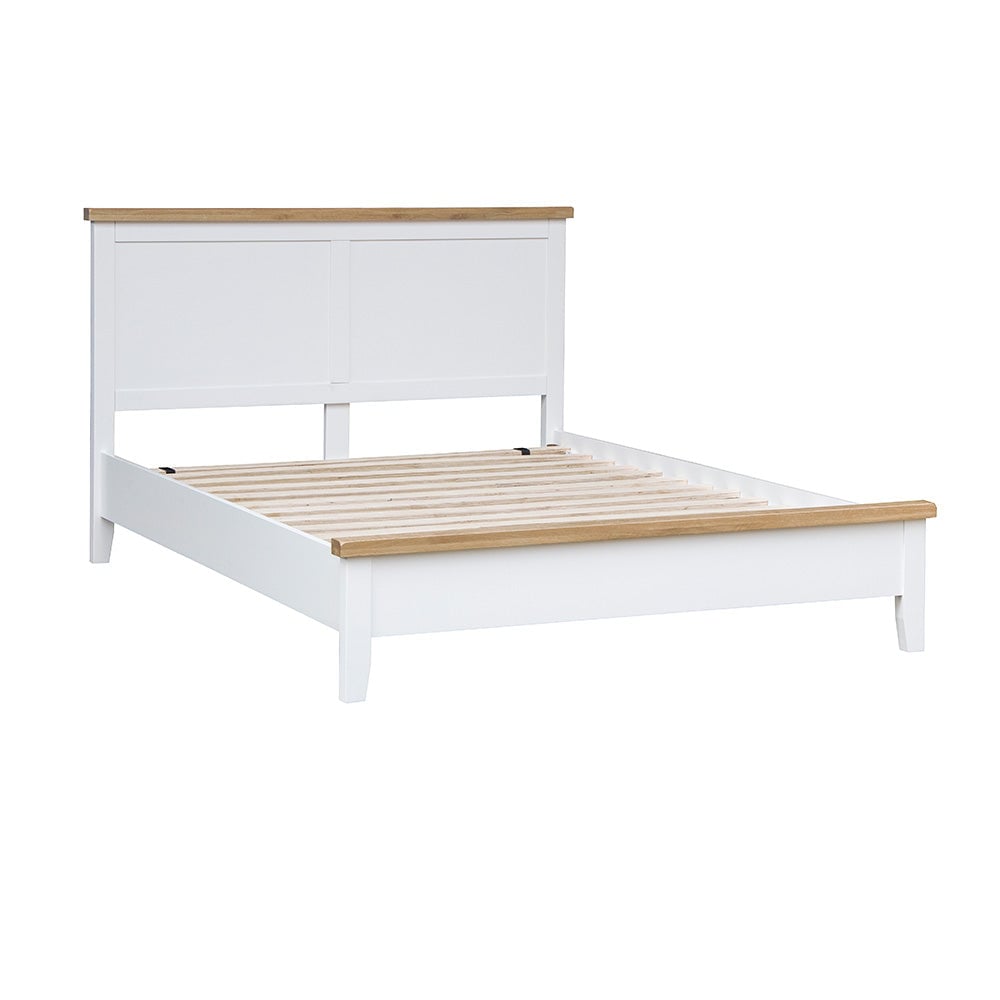 Product photograph of Elkin Wooden King Size Bed In White And Oak from Furniture in Fashion