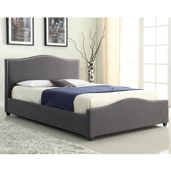 Product photograph of Ekanta Linen Fabric Storage Double Bed In Grey from Furniture in Fashion