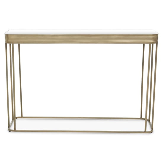 Photo of Ellice clear glass top console table with gold metal frame