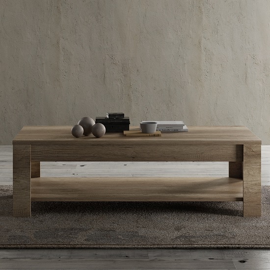 Product photograph of Ellie Wooden Coffee Table In Canyon Oak With Undershelf from Furniture in Fashion