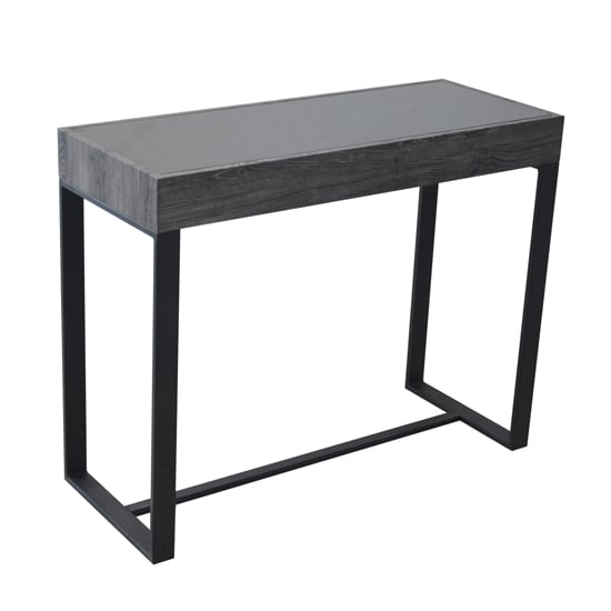 Photo of Ellis glass console table with natural black legs