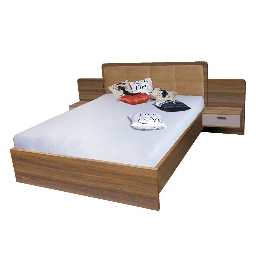 Read more about Elmira wooden double bed with bedside cabinet with walnut