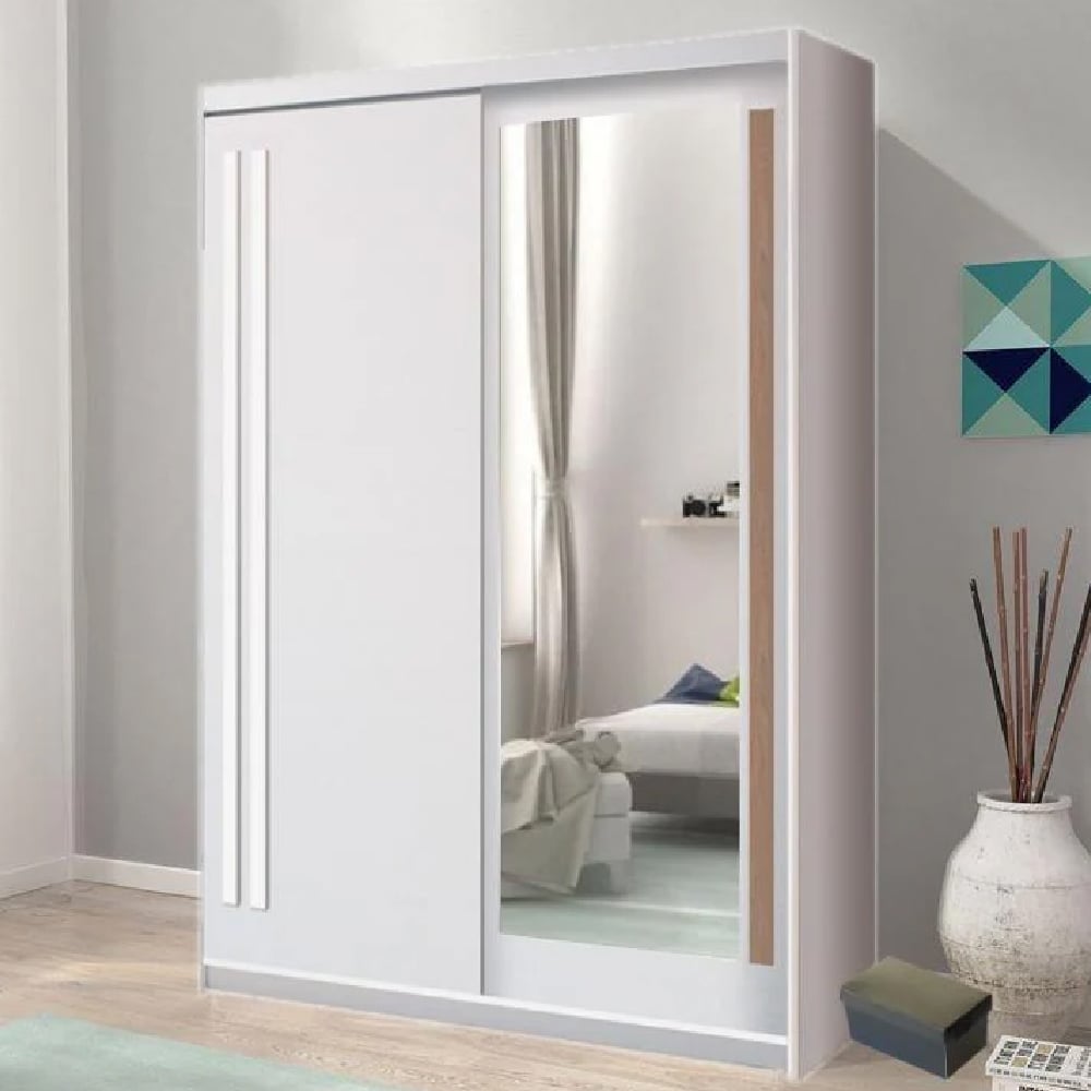 Read more about Elmira wooden wardrobe 150cm with 2 sliding doors in anderson pine