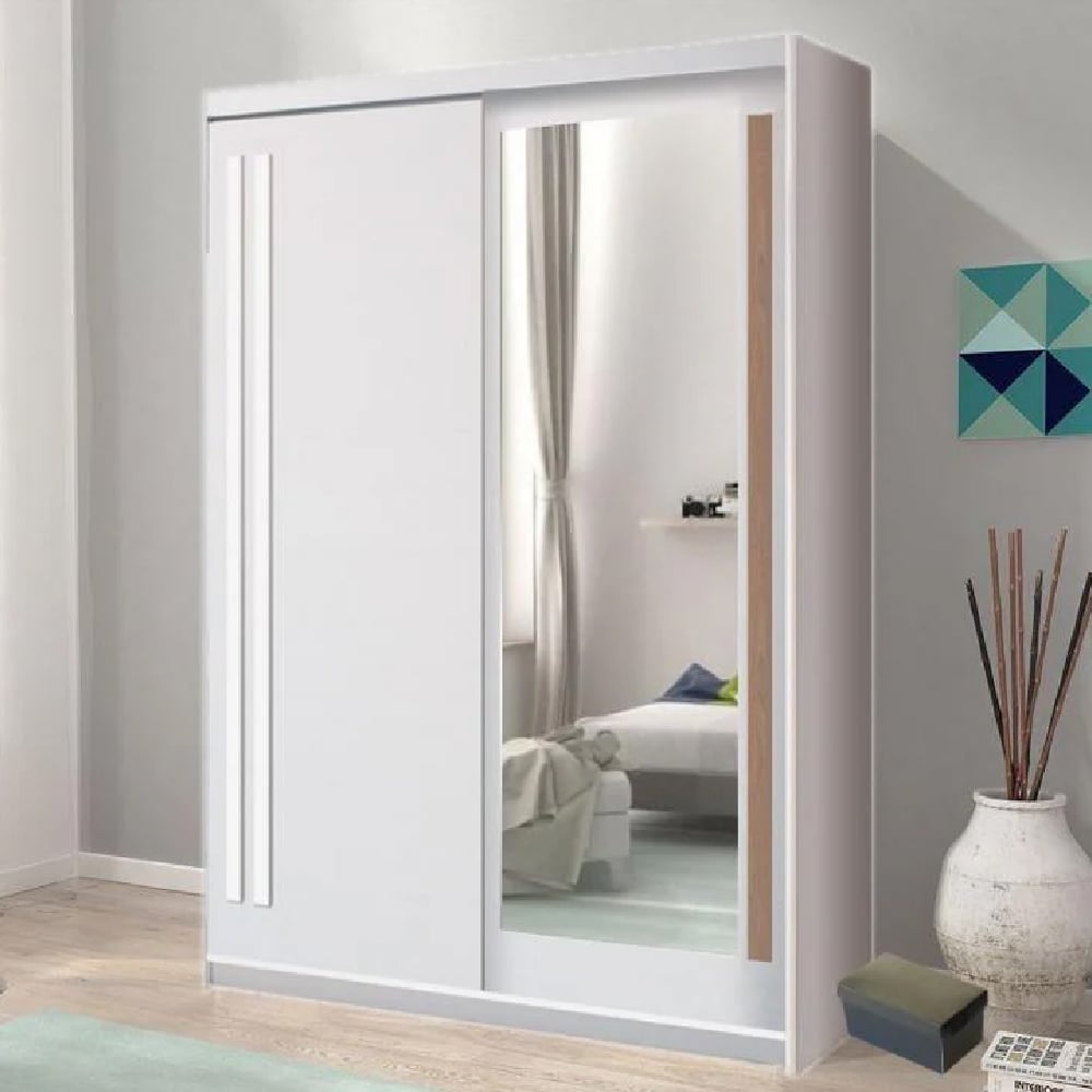 elmira wooden wardrobe 175cm with 2 sliding doors in anderson pine