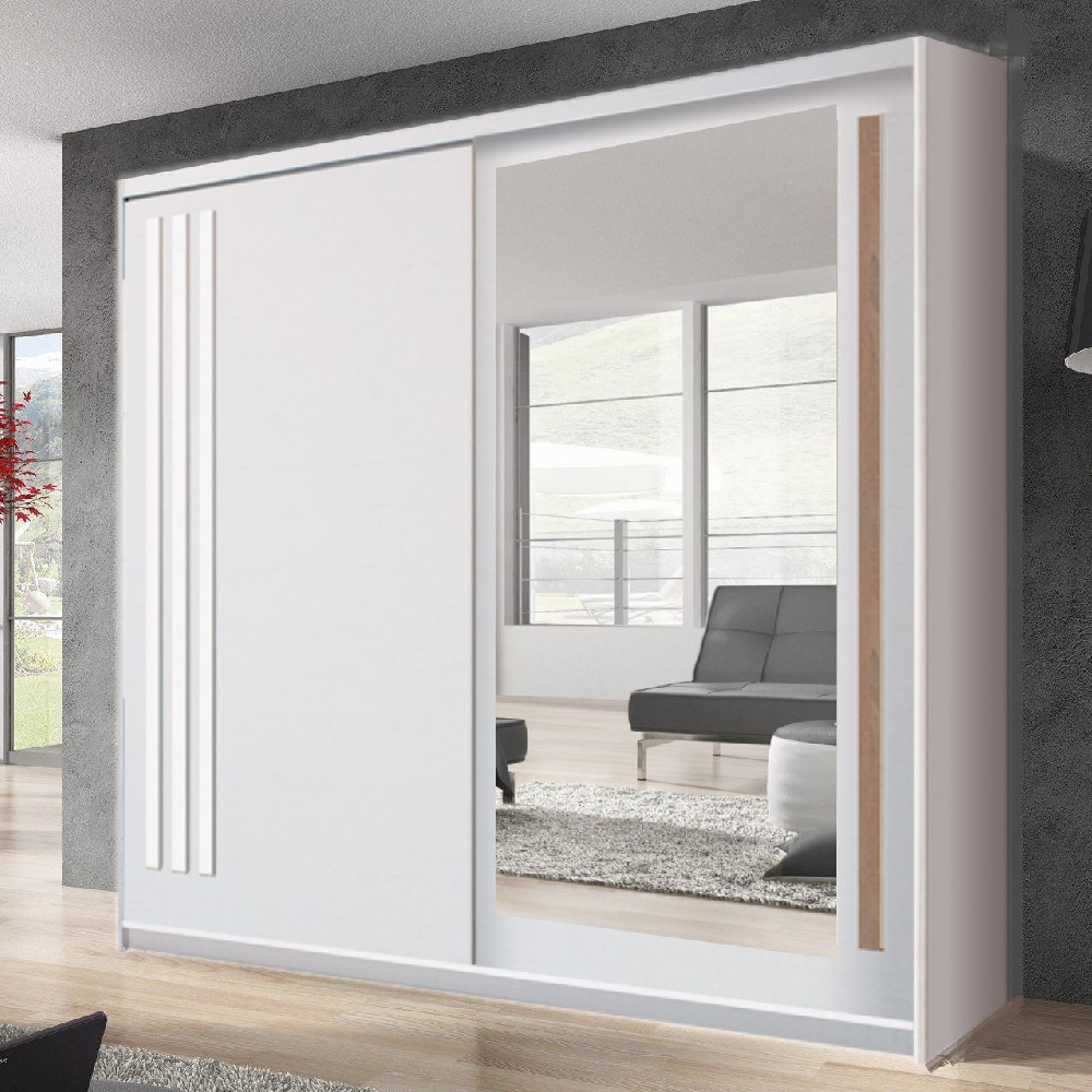 elmira wooden wardrobe 200cm with 2 sliding doors in anderson pine