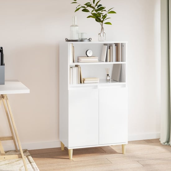 Product photograph of Elmont High Gloss Sideboard With 2 Doors In White from Furniture in Fashion
