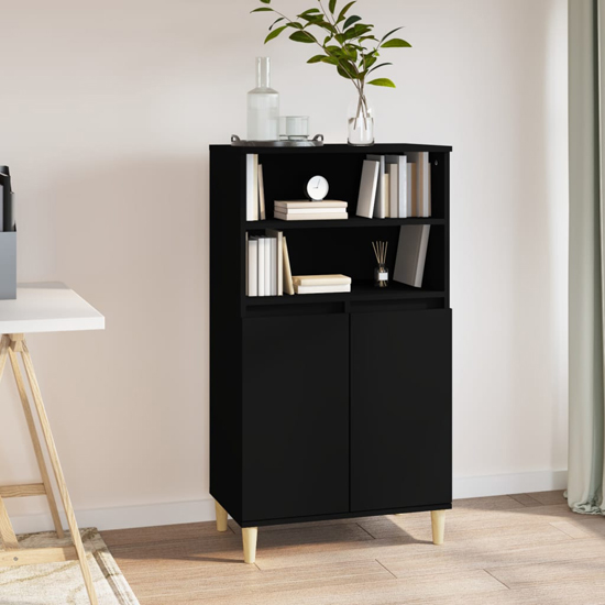 Product photograph of Elmont Wooden Sideboard With 2 Doors In Black from Furniture in Fashion