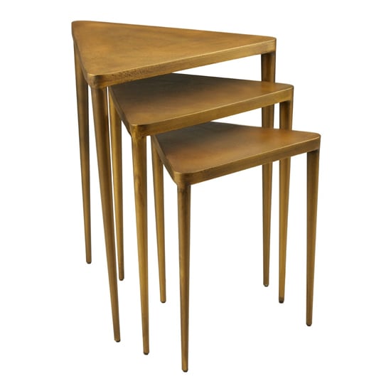 Read more about Eltro triangular wooden nest of 3 tables in gold