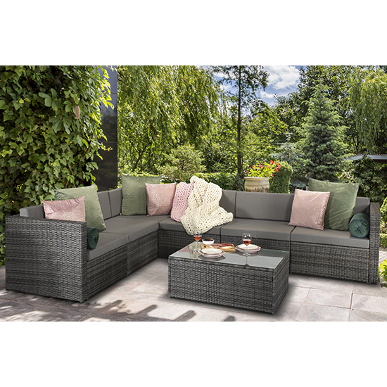 Read more about Elvan modular corner sofa set with steel frame in mixed grey