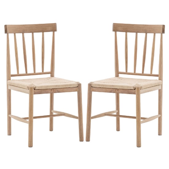 Product photograph of Elvira Natural Wooden Dining Chairs With Rope Seat In Pair from Furniture in Fashion