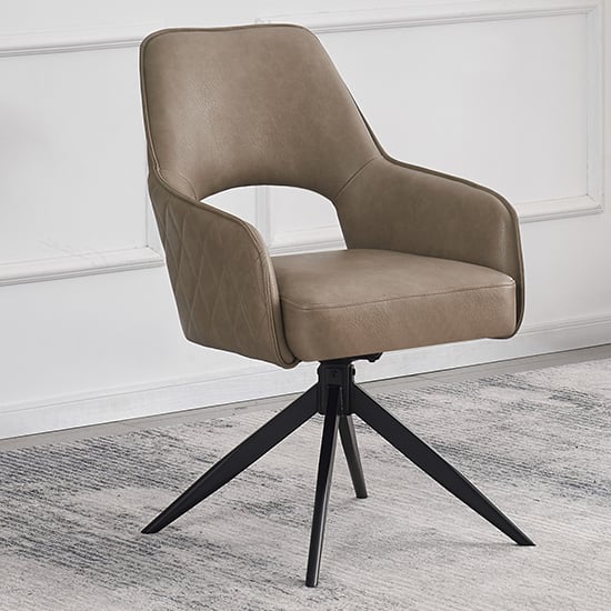 elyrica faux leather dining chair in taupe