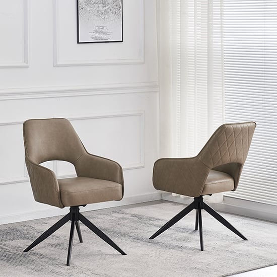 elyrica taupe faux leather dining chairs in pair