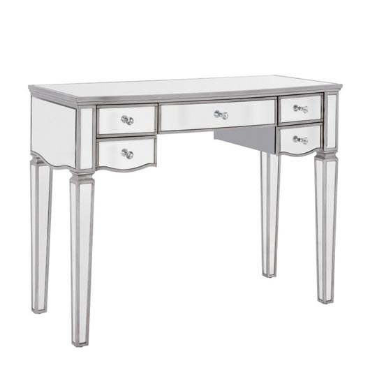 Read more about Elysee glass dressing table in mirrored with 5 drawers