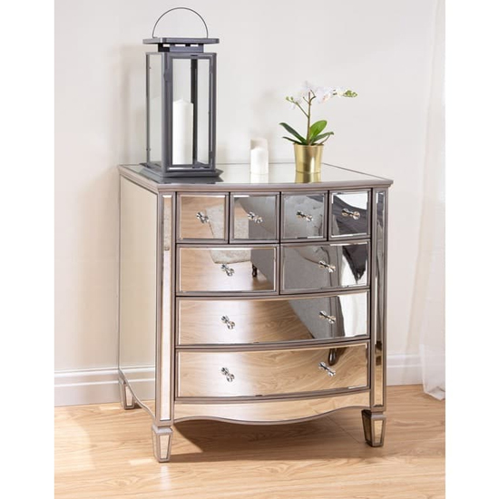Photo of Elysee mirrored chest 8 of drawers in white