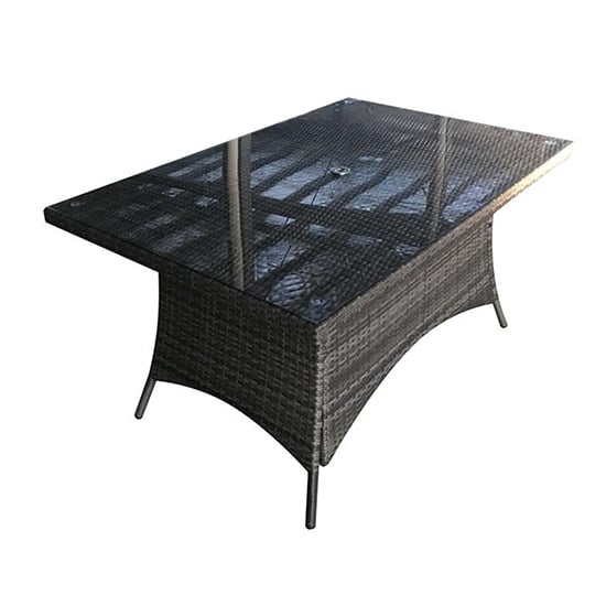 Read more about Elysia clear glass top 150cm dining table in mixed grey