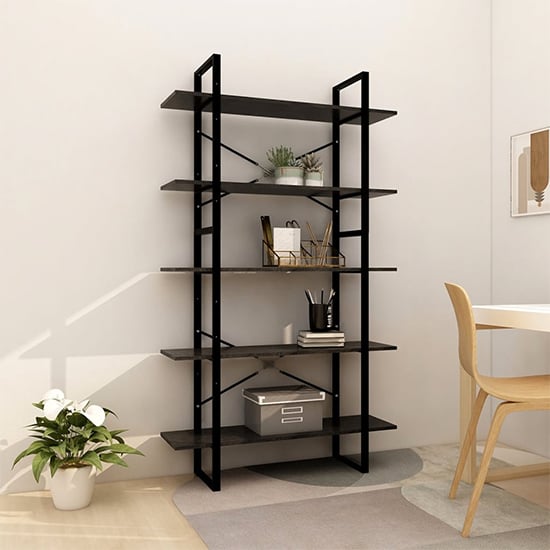 Read more about Emlen extra large solid pinewood 5 tier bookcase in black