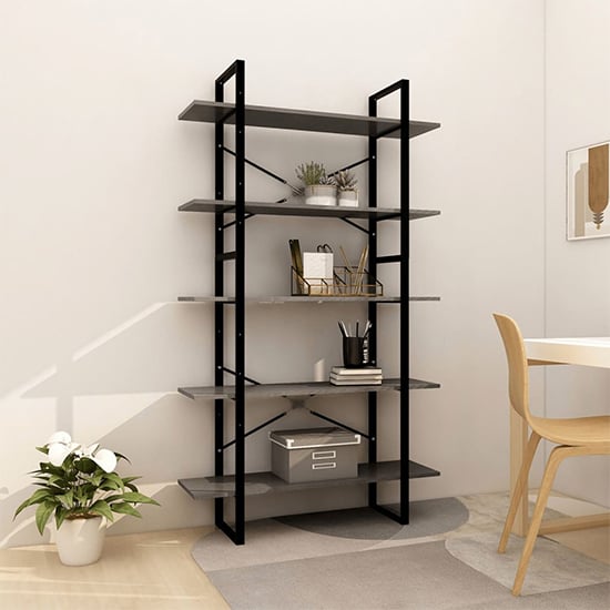 Product photograph of Emlen Extra Large Solid Pinewood 5 Tier Bookcase In Grey from Furniture in Fashion