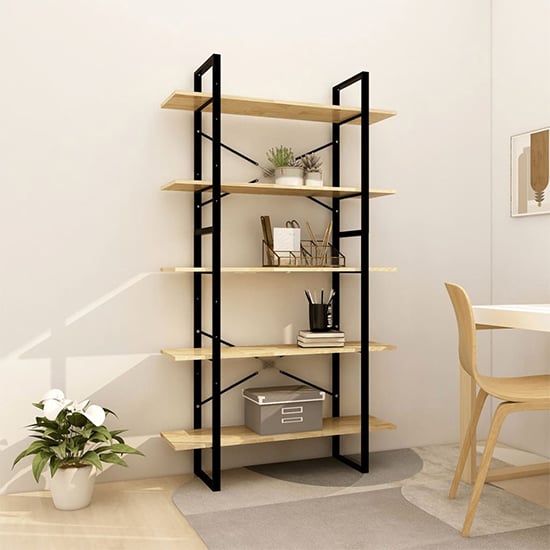 Read more about Emlen extra large solid pinewood 5 tier bookcase in natural