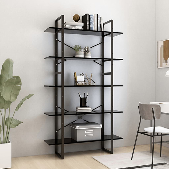 Read more about Emlen 100cm wooden 5 tier bookcase in black