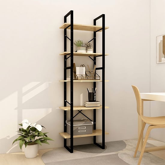 Read more about Emlen medium solid pinewood 5 tier bookcase in natural