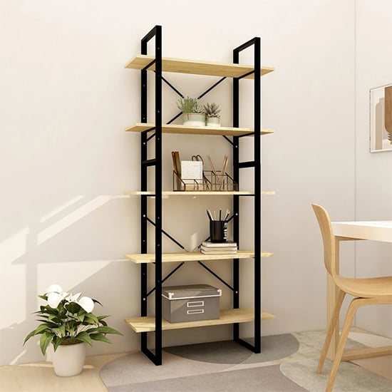 Read more about Emlen large solid pinewood 5 tier bookcase in natural
