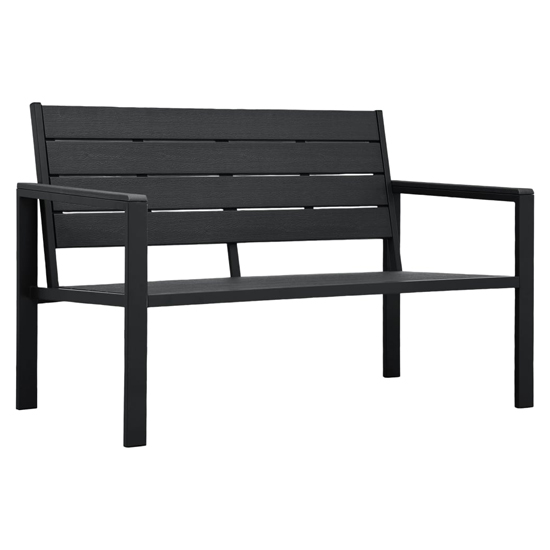Photo of Emma wooden garden seating bench with steel frame in black