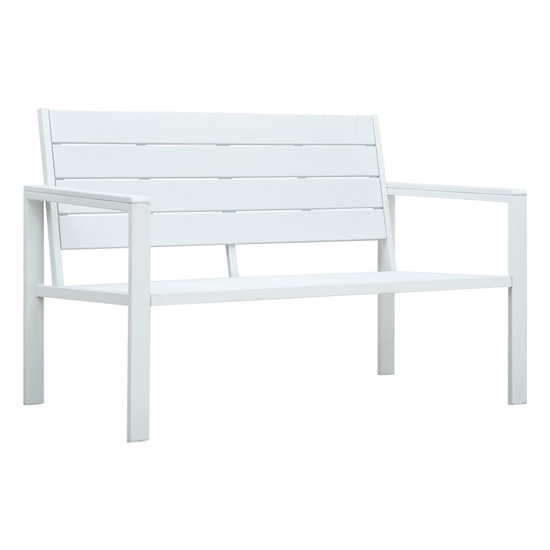 Read more about Emma wooden garden seating bench with steel frame in white