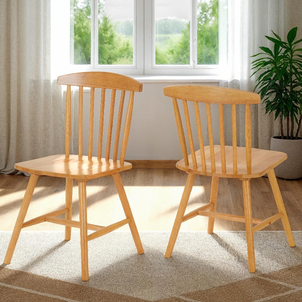 emmett natural oak wooden dining chairs in pair