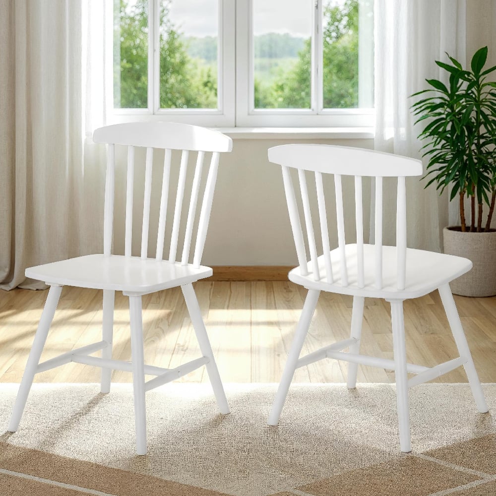 emmett white wooden dining chairs in pair