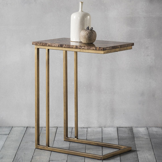 Product photograph of Emphora Supper Brown Marble Side Table With Bronze Metal Base from Furniture in Fashion