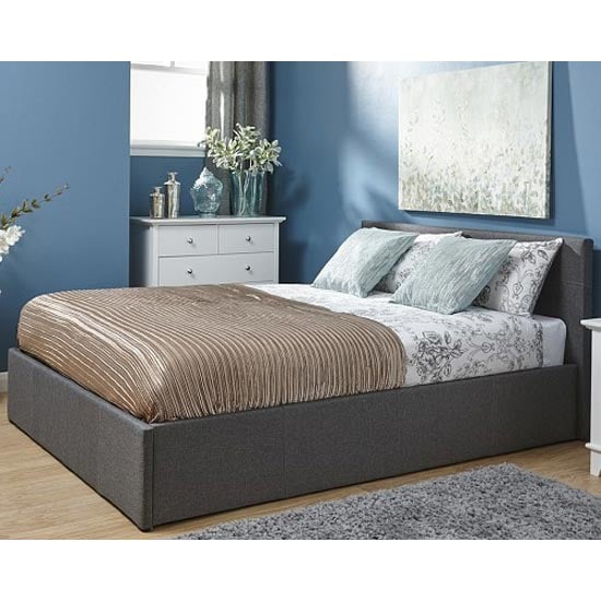 Read more about Eltham end lift ottoman fabric double bed in grey