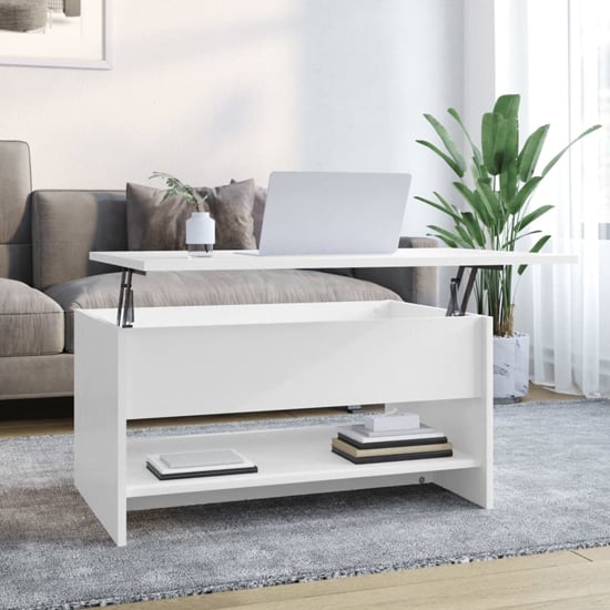 Product photograph of Engin Lift-up High Gloss Coffee Table In White from Furniture in Fashion
